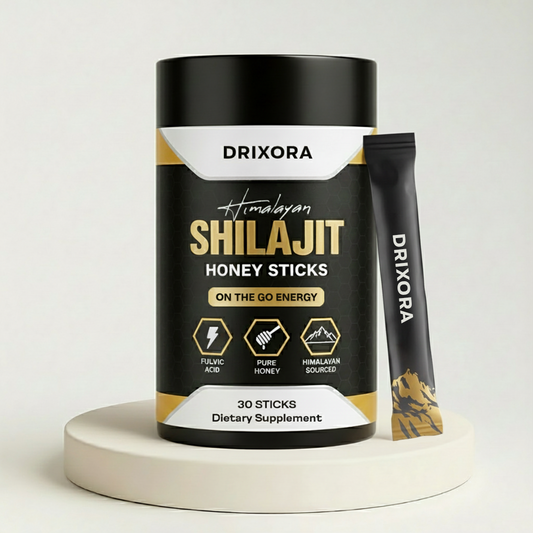 DRIXORA® GOLD+ Shilajit Honey Sticks | Pure Himalayan Resin, Honey & Saffron